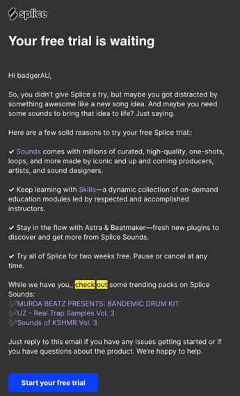 Splice Follow Up Abandoned Cart Email