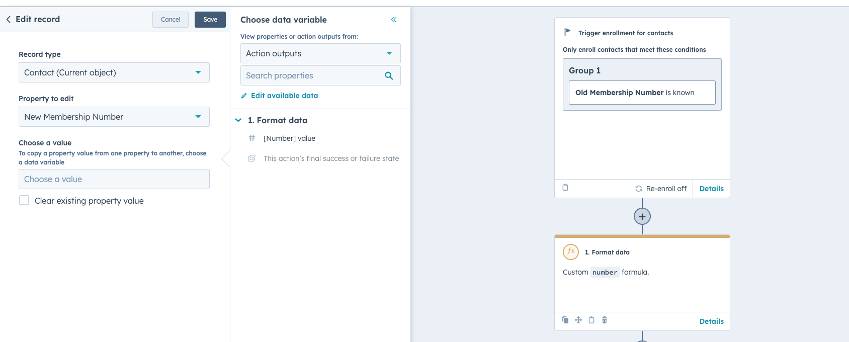 Screenshot of the Edit Property Action in the Text to Number Property HubSpot Hack