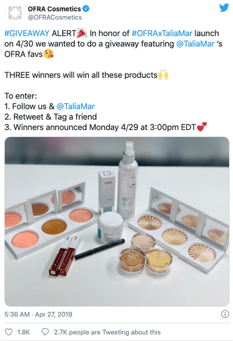 Social media giveaways
