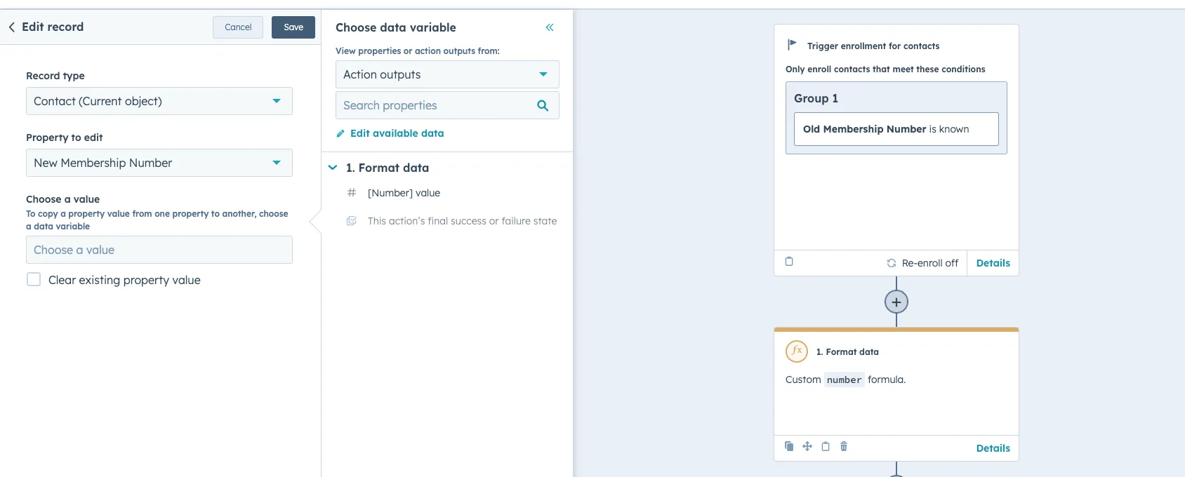 Screenshot of the Edit Property Action in the Text to Number Property HubSpot Hack