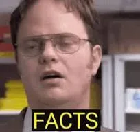 A still from The Office of Dwight Schrute, captioned FACTS