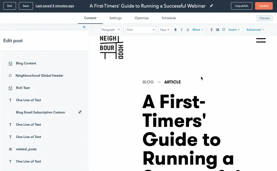 Writing and optimising a blog post inside HubSpot