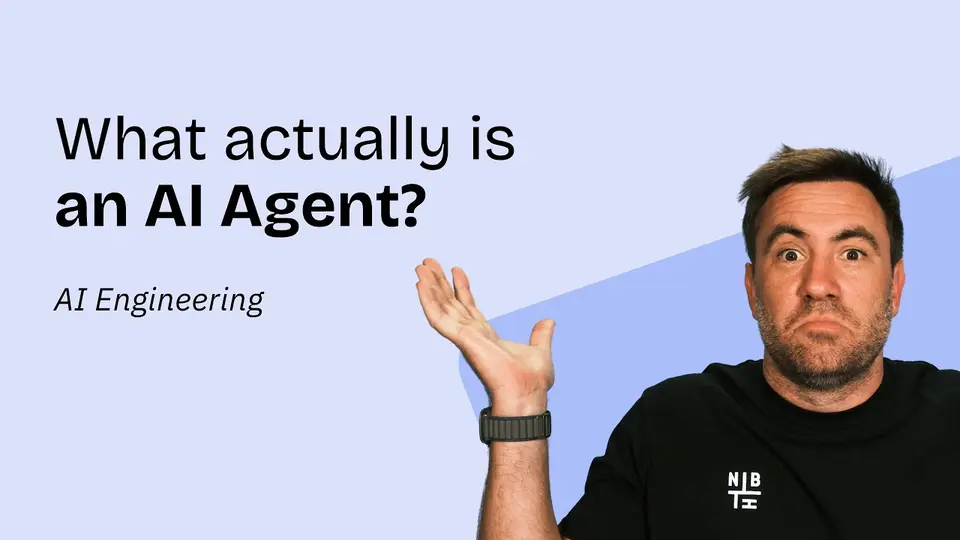 Video thumbnail: Trav White shrugging beside the title What actually is an AI agent?