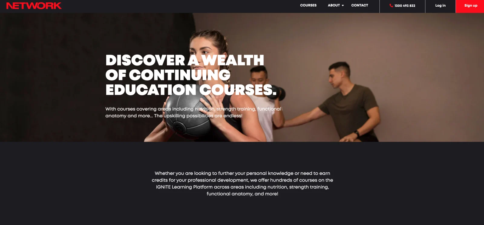 The new Network course page on HubSpot CMS, headed Discover a wealth of continuing education courses